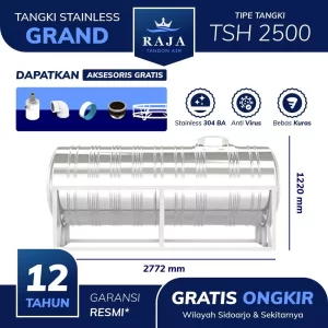 Tangki Tandon Toren Air Stainless Steel Grand TSH 2500