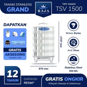 Tangki Tandon Toren Air Stainless Steel Grand TSV 1500