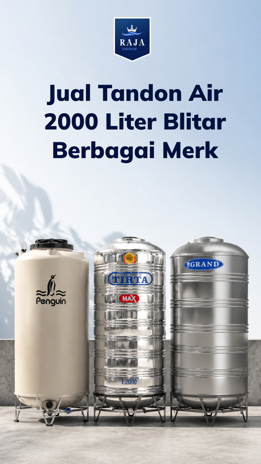 Jual Tandon Air 2000 Liter Blitar Berbagai Merk